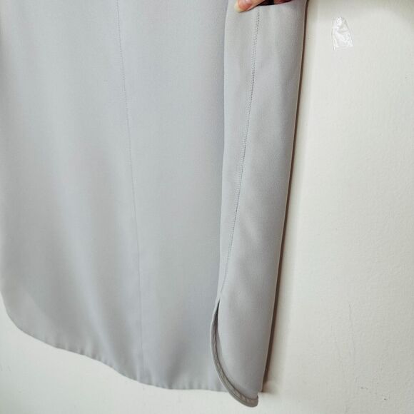 Stone Gray Sleeveless Blouse Shoulder Zip Detail Split Curve Hem Light Weight S - Picture 8 of 9